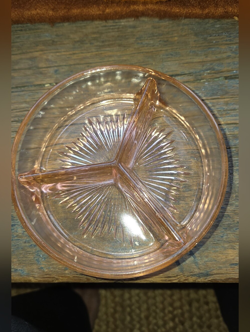 Vintage Pink Depression Glass Divided Dish.